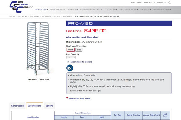 Choice Equipment Individual Product Page